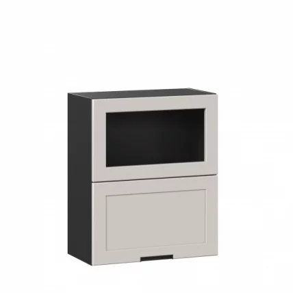 Шкаф кухонный 600 горизонтальный с 2 складными дверями комбинированный со стеклом Джамис ЛД 296.970.000.167 Черный Кашмир_0