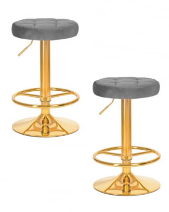 Табурет барный DOBRIN BRUNO GOLD (серый велюр (MJ9-75)) 2 шт_0