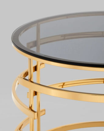 Журнальный столик Инфлюэнс 60*60 стекло smoke сталь Золото_4