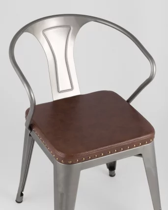 Стул TOLIX ARMS SOFT с подлокотниками Серебристый_6