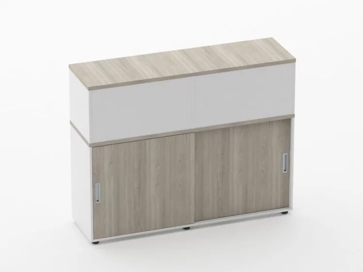 Тумба комбинированная высокая для рабочего модуля Deka 9.04.145 Дуб Сантана светлый/Белый_0