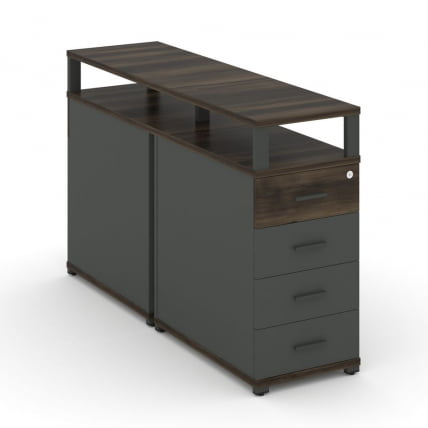 Тумба двухсторонняя опорная приставная с 4-мя ящиками и надставкой CONCEPT CN.DTGO-003 B/W Дуб Мали Антрацит_0
