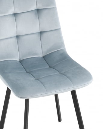 Комплект из двух стульев Chilly велюр серо-голубой ножки металл черные_3