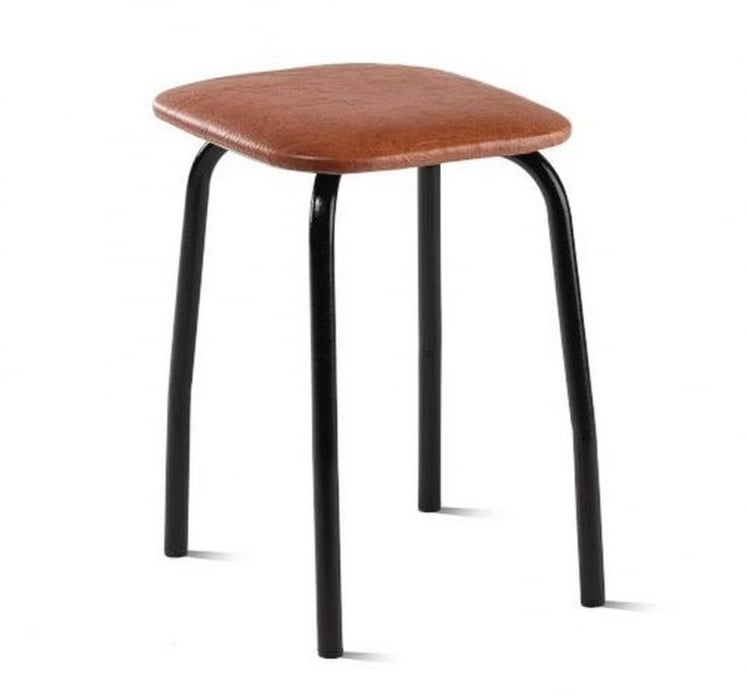 Табурет кухонный 320х320 мм Темно-коричневый/Металл Черная шагрень_0