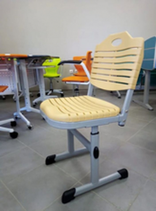 Ученический стул пластиковый (рост 3-5) Бежевый/Каркас серый_1