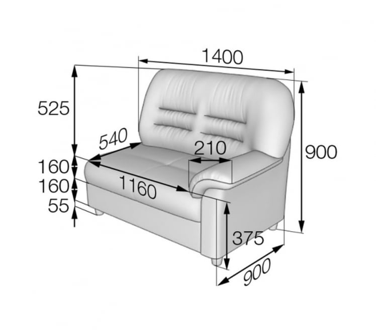 Диван двухместный подлокотник левый Премьер V-100/7_1