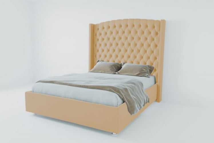 Мягкая интерьерная кровать "Берлин Люкс" без основания Материал фасада: Искусственная кожа; Спальное место: 900х2000 мм; Цвет фасада: Бежевый; Цвет корпуса: Бежевый _0