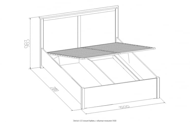 Кровать с подъемным механизмом (1400) Sherlock 43.2 Дуб Сонома (спальня)_1