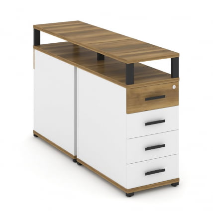 Тумба двухсторонняя опорная приставная с 4-мя ящиками и надставкой CONCEPT CN.DTGO-003 B/W Сандал Янтарный Белый бриллиант Черный_0