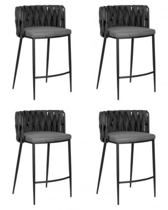 Стул барный DOBRIN AMELIA (серая ткань (F-48), темно-серый винтажный PU (MF-12)) 4 шт_0