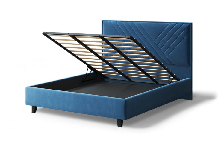 Кровать МИРА 2000*1400мм (на опорах), велюр Бренди лайт 08 (синий), (б/основания, б/матраса)_3