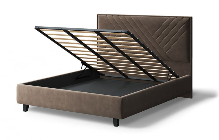 Кровать МИРА 2000*1400мм (на опорах), велюр Бренди лайт 29 (коричневый), (б/основания, б/матраса)_3
