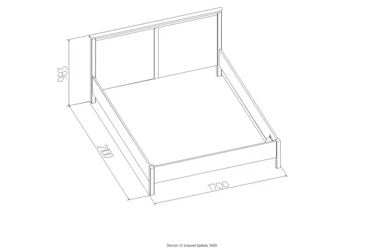 Кровать (1600) Sherlock 42 Дуб Сонома (спальня)_2