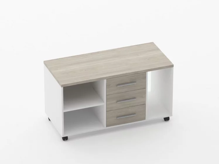 Тумба подкатная с нишей и полкой Deka 9.05.03Пр Дуб Сантана светлый/Белый_0