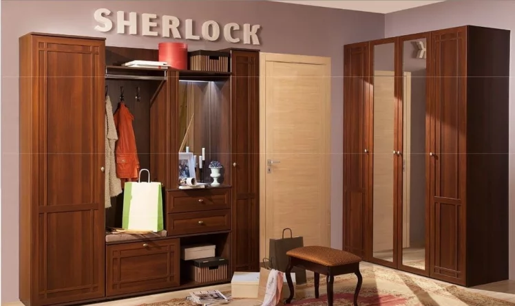 Шкаф для одежды и белья Sherlock 71 лев Орех шоколадный_1