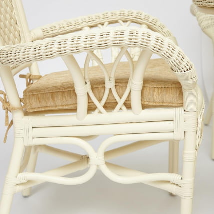 Комплект обеденный ANDREA GRAND (стол со стеклом+6 кресел+ подушки) TCH White (белый), Ткань рубчик, цвет кремовый_19