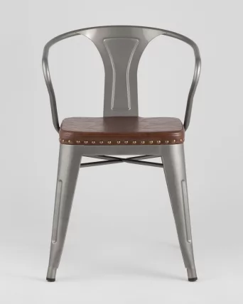 Стул TOLIX ARMS SOFT с подлокотниками Серебристый_2