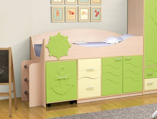 Уголок школьника Юниор-12.1 МДФ глянец Дуб молочный/Светло-зеленый/Ваниль_0