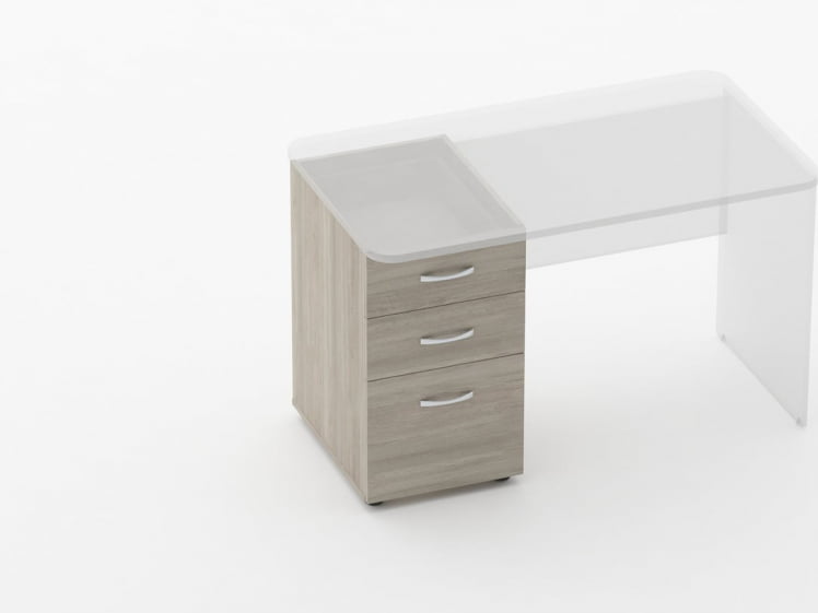 Тумба встраиваемая в стол на 3 ящика Glassy 3.12.14 Дуб сантана светлый_0