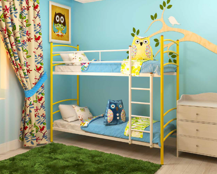 Кровать двухъярусная Милана Duo 900х2000 Желтая_1