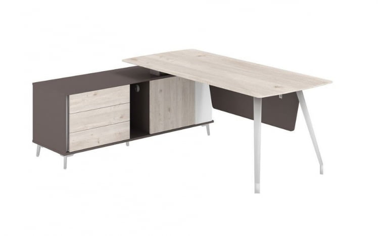 Стол руководителя на опорной тумбе левый Sirio SR.101.DN.WF.L Дуб Тоскана Вольфрам_0