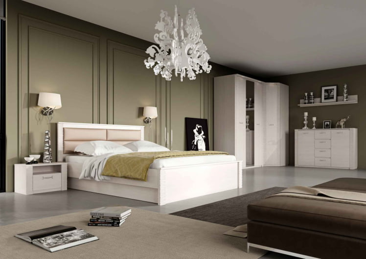 Кровать подъемная 1600 Элана №2 Бодега Белая/Сандал матовый Белый_2