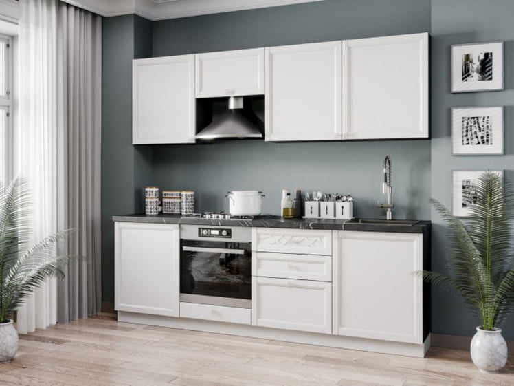 Шкаф кухонный 800 горизонтальный с 2 складными дверями комбинированный со стеклом Джулия ЛД 284.980.000.084 Черный Белый_2