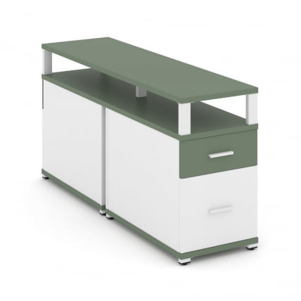 Тумба двухсторонняя опорная приставная с ящиком, распашным фасадом и надставкой CONCEPT CN.DTGP-002 B/W Кобо Белый бриллиант Белый_0