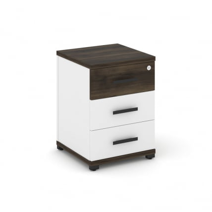 Тумба опорная/приставная с 3-мя ящиками CONCEPT CN.TUO-001 B/W Дуб Мали Белый бриллиант Черный_0