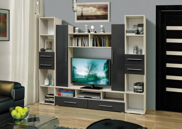 Набор мебели для гостиной Грация 2 МДФ глянец Каштан Львов/Серый_0