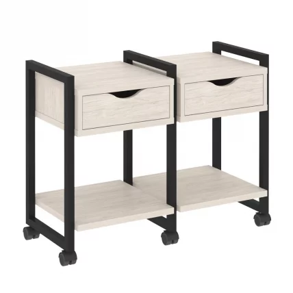 Тумба на колесных опорах наборная. Вариант №1 LOFT VR.L-TN-1.K Металл черный Денвер светлый_0