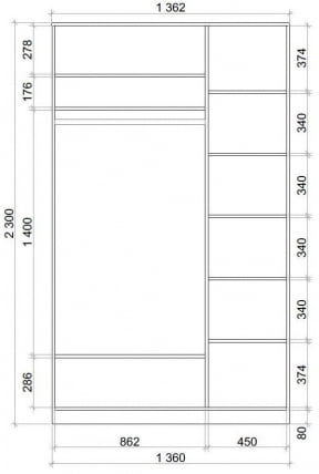 Шкаф-купе Хит-23-14-11 Дуб млечный_2