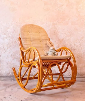Кресло - качалка с толстой или тонкой подушкой, разборное 05/05 коньяк_0
