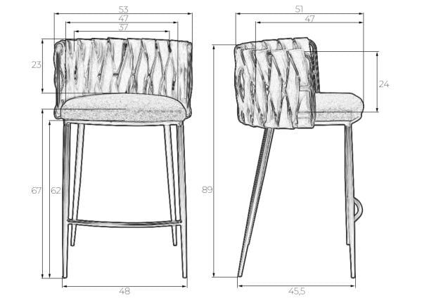 Стул барный DOBRIN AMELIA (серая ткань (F-48), темно-серый винтажный PU (MF-12)) 4 шт_10