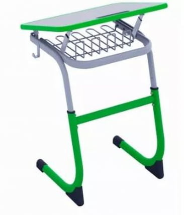 Парта одноместная регулируемая по высоте СМАРТЙ 600х500 с углом наклона столешницы и антивандальной полиуретановой кромкой (рост 3-5) Зеленый/Серый / SMARTY_1