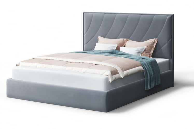 Кровать СОФИЯ 2000*1600мм (без опор), велюр NEO 25 (серый), (б/основания, б/матраса)_0
