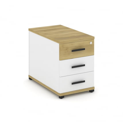 Тумба опорная приставная с 3-мя ящиками CONCEPT CN.TGO-001 B/W Дуб Винченцо Белый бриллиант Черный_0