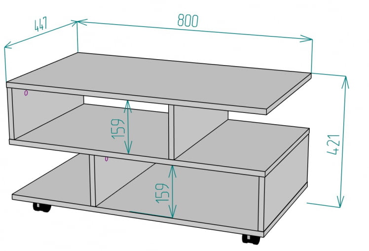 Стол журнальный TC21 421х800х447 (Белый)_1