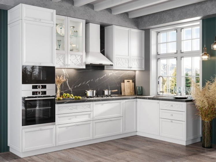 Тумба кухонная 800 с 2 ящиками ЛЮКС (4) Джулия ЛД 284.920.000.039 Белый_2