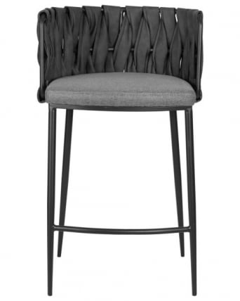 Стул барный DOBRIN AMELIA (серая ткань (F-48), темно-серый винтажный PU (MF-12)) 4 шт_6