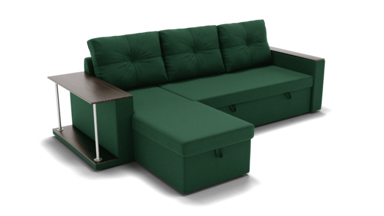 Диван Атланта (ЗР) Цвет фасада: Зеленый; Тип: Левый/правый; Материал фасада: Металл/Велюр_0