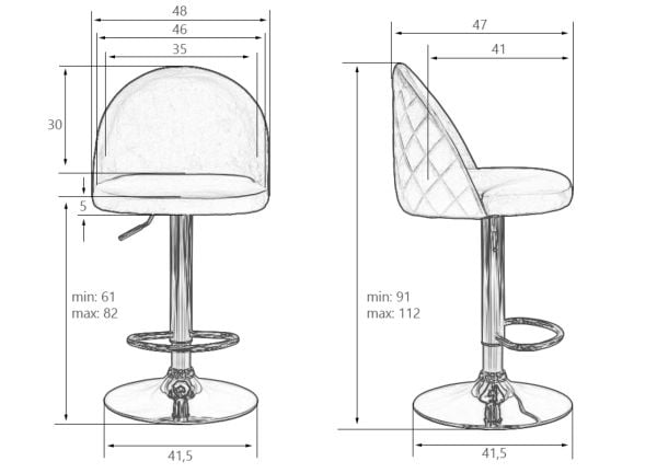 Стул барный DOBRIN MILANA (серый велюр (MJ9-75)) 2 шт_9