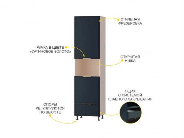 Пенал кухонный с ящиком (лев/прав) Флоренция 108.76_5