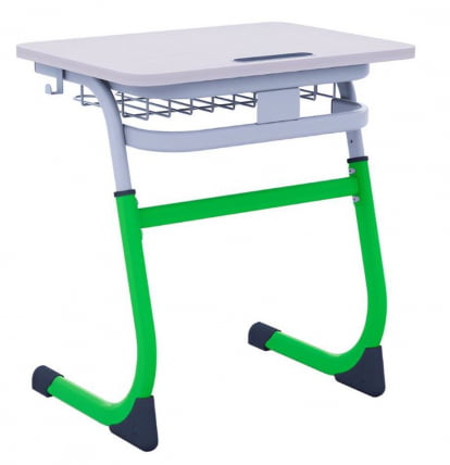 Парта одноместная регулируемая по высоте СМАРТЙ 600х500 с углом наклона столешницы (рост 5-7) Зеленый/Серый / SMARTY_0
