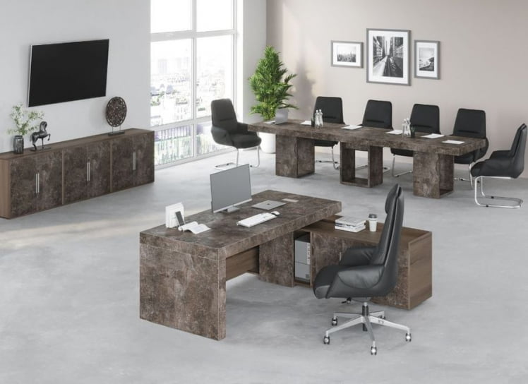 Кабинет руководителя B-TONE №5 Вяз Бетон темный_0