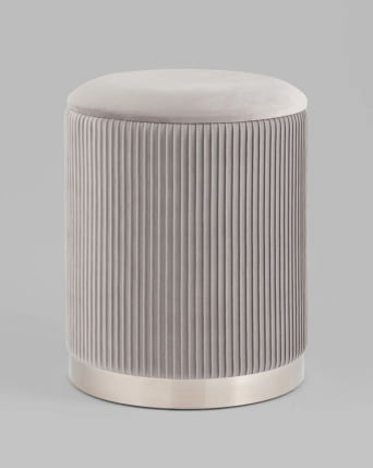 Пуф Шарлотта с ящиком велюр серебристый серебро основание_0