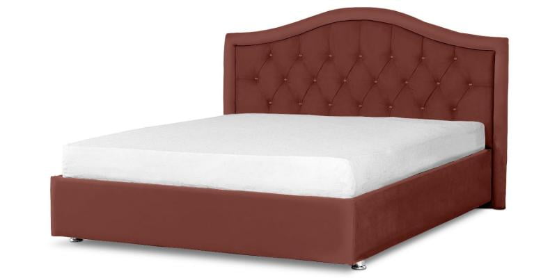Мягкая интерьерная кровать "Калининград" с подъемным механизмом Материал фасада: Велюр; Спальное место: 800х2000 мм; Цвет фасада: Бордо; Цвет корпуса: Бордо _0