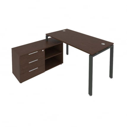 Рабочая станция на П-образном м/к с опорной тумбой левая Metal System Б.РС-СТС-2.3 Л Венге/Антрацит_0