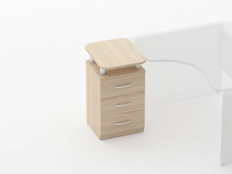 Тумба приставная на 3 ящика с проставками Glassy 3.10.17 Дуб молочный_1