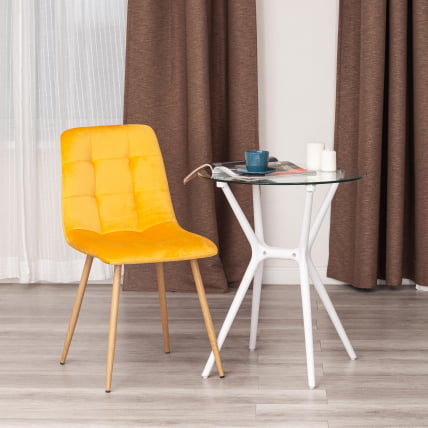 Стул CHILLY (mod. 7094-1) вельвет/металл, 44,5х52,5х86 см, yellow (желтый) HLR41 / натуральный_7
